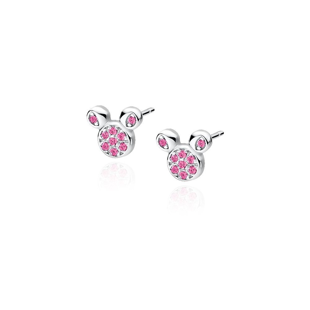 Disney Jewellery Disney Kissing Mickey & Minnie Mouse Sterling Silver  Enamel Stud Earrings 1.4x1.2cm - Jewellery from Faith Jewellers UK